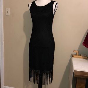 Savvy Black Lace Fringe Dress
